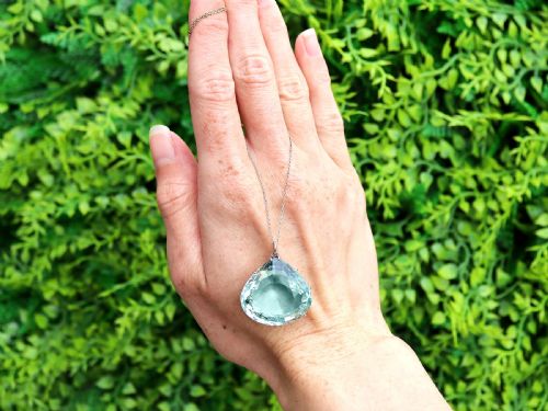fig 1. Antique 43.78ct Aquamarine and Platinum Pendant Circa 1935