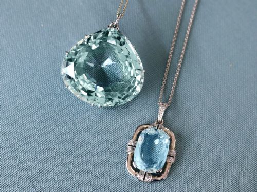 fig 3. Antique 43.78ct Aquamarine and Platinum Pendant Circa 1935