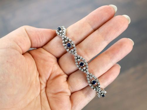 VINTAGE 230CT SAPPHIRE AND 550CT DIAMOND 18CT WHITE GOLD BRACELET 1967 - ADDITIONAL PHOTO 2