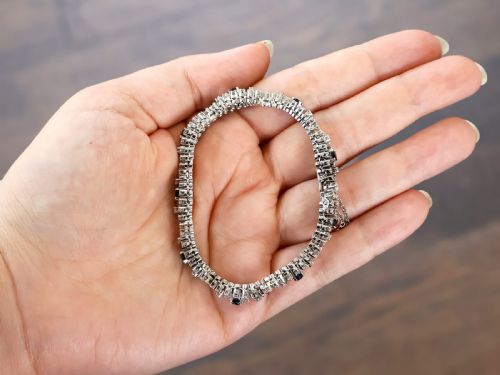 VINTAGE 230CT SAPPHIRE AND 550CT DIAMOND 18CT WHITE GOLD BRACELET 1967 - ADDITIONAL PHOTO 3