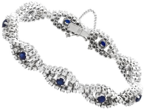 VINTAGE 230CT SAPPHIRE AND 550CT DIAMOND 18CT WHITE GOLD BRACELET 1967 - ADDITIONAL PHOTO 6