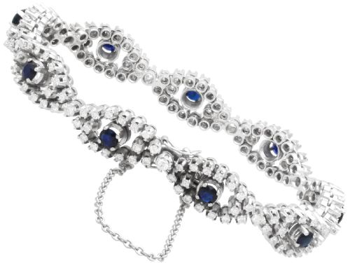 VINTAGE 230CT SAPPHIRE AND 550CT DIAMOND 18CT WHITE GOLD BRACELET 1967 - ADDITIONAL PHOTO 7