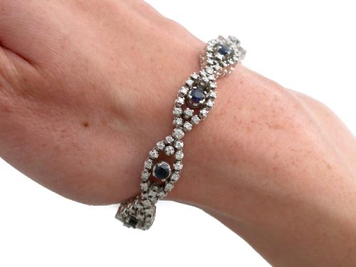 VINTAGE 230CT SAPPHIRE AND 550CT DIAMOND 18CT WHITE GOLD BRACELET 1967 - ADDITIONAL PHOTO 15