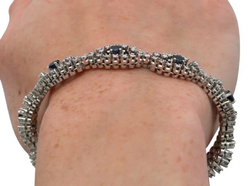 VINTAGE 230CT SAPPHIRE AND 550CT DIAMOND 18CT WHITE GOLD BRACELET 1967 - ADDITIONAL PHOTO 16