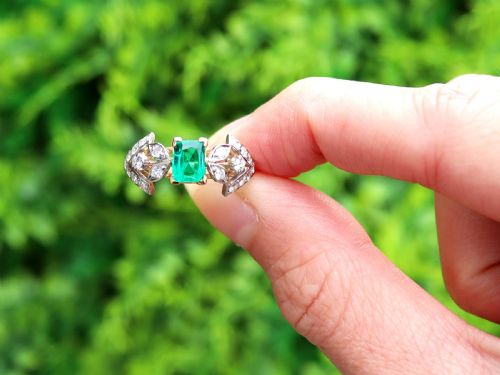 fig 1. Vintage 0.65ct Emerald and 0.46ct Diamond 18ct Yellow Gold Dress Ring Circa 1940