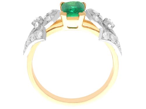 fig 5. Vintage 0.65ct Emerald and 0.46ct Diamond 18ct Yellow Gold Dress Ring Circa 1940