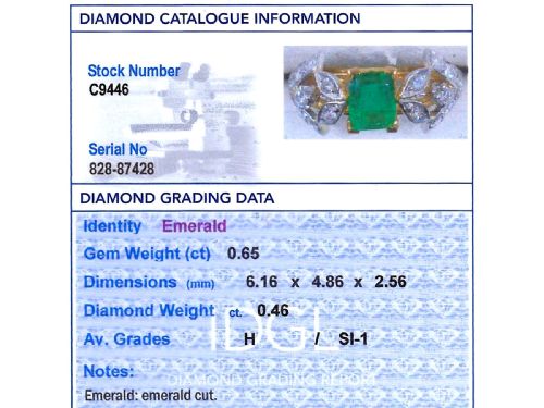 fig 6. Vintage 0.65ct Emerald and 0.46ct Diamond 18ct Yellow Gold Dress Ring Circa 1940