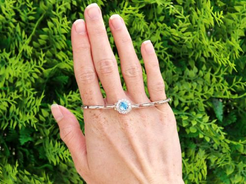 fig 1. Antique 1.11ct Aquamarine and 0.75ct Diamond 14ct Yellow Gold Bracelet Circa 1905