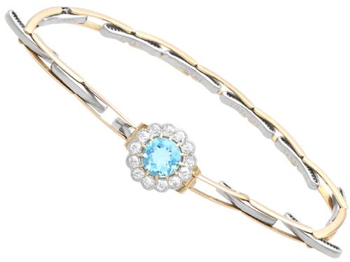 fig 4. Antique 1.11ct Aquamarine and 0.75ct Diamond 14ct Yellow Gold Bracelet Circa 1905