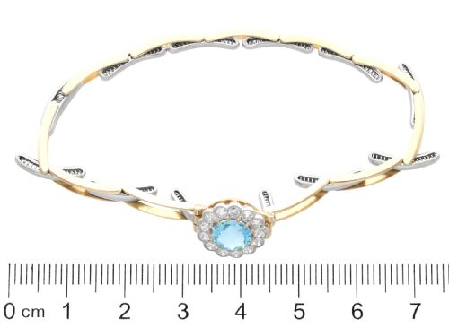 fig 6. Antique 1.11ct Aquamarine and 0.75ct Diamond 14ct Yellow Gold Bracelet Circa 1905