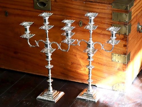 ANTIQUE STERLING SILVER CANDELABRA - ADDITIONAL PHOTO 3
