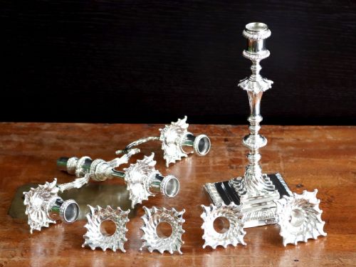 ANTIQUE STERLING SILVER CANDELABRA - ADDITIONAL PHOTO 5