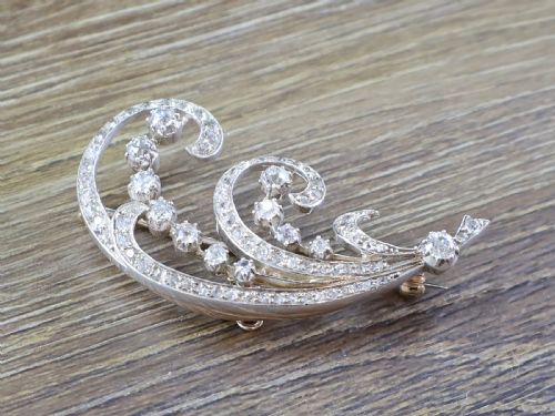 ANTIQUE VICTORIAN 464CT DIAMOND AND 9CT YELLOW GOLD BROOCH - ADDITIONAL PHOTO 3