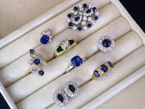 fig 5. Antique 1.30ct Sapphire and 0.70ct Diamond 18ct Yellow Gold Dress Ring Circa 1905