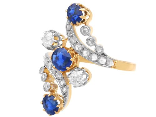 fig 6. Antique 1.30ct Sapphire and 0.70ct Diamond 18ct Yellow Gold Dress Ring Circa 1905