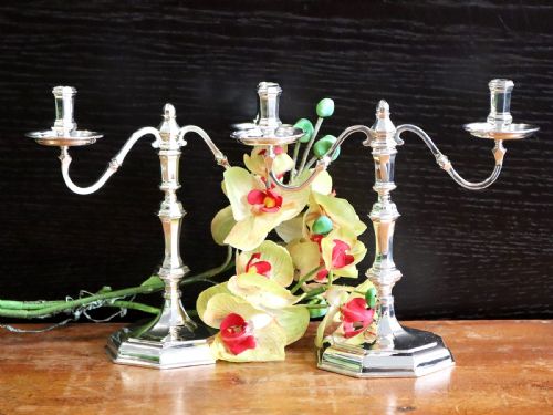 VINTAGE GEORGE I STYLE STERLING SILVER TWO LIGHT CANDELABRA 1968 - ADDITIONAL PHOTO 2