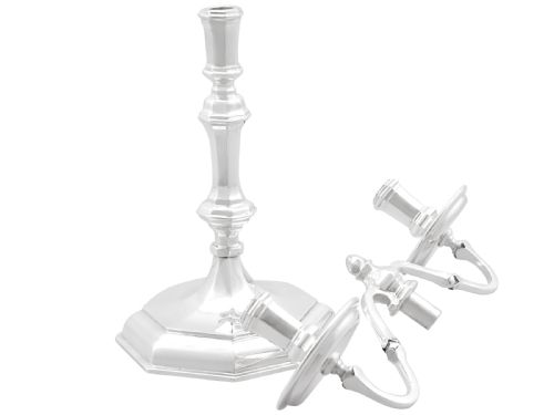 VINTAGE GEORGE I STYLE STERLING SILVER TWO LIGHT CANDELABRA 1968 - ADDITIONAL PHOTO 7
