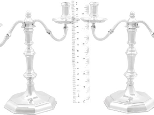 VINTAGE GEORGE I STYLE STERLING SILVER TWO LIGHT CANDELABRA 1968 - ADDITIONAL PHOTO 12