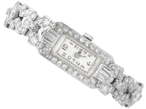 Antique Art Deco 3.45ct Diamond and Platinum Cocktail Watch Circa 1925
