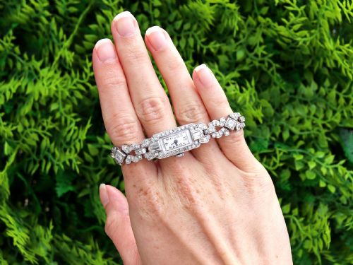 fig 1. Antique Art Deco 3.45ct Diamond and Platinum Cocktail Watch Circa 1925