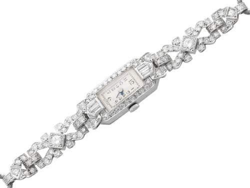 fig 3. Antique Art Deco 3.45ct Diamond and Platinum Cocktail Watch Circa 1925