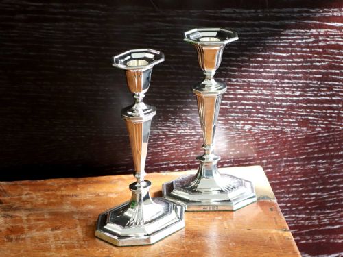 ANTIQUE GEORGE V STERLING SILVER CANDLESTICKS 1912 - ADDITIONAL PHOTO 2