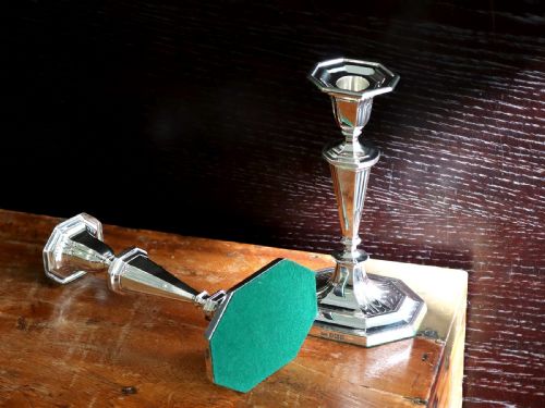 ANTIQUE GEORGE V STERLING SILVER CANDLESTICKS 1912 - ADDITIONAL PHOTO 3