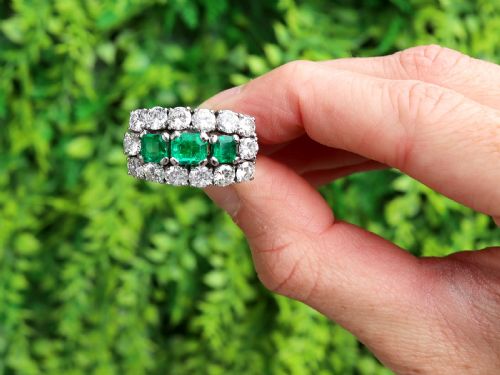 fig 1. Vintage 1.95ct Colombian Emerald and 5.34ct Diamond 18ct White Gold Dress Ring Circa 1960