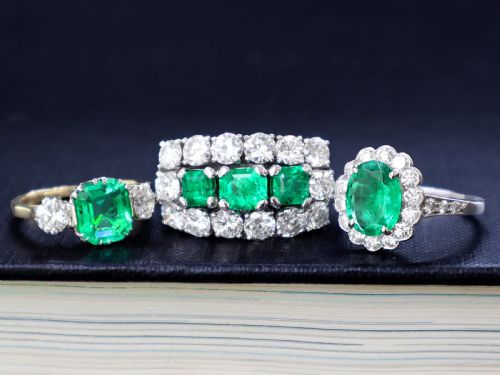 fig 4. Vintage 1.95ct Colombian Emerald and 5.34ct Diamond 18ct White Gold Dress Ring Circa 1960