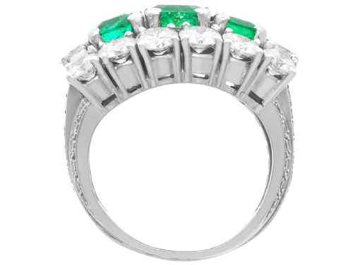 fig 7. Vintage 1.95ct Colombian Emerald and 5.34ct Diamond 18ct White Gold Dress Ring Circa 1960