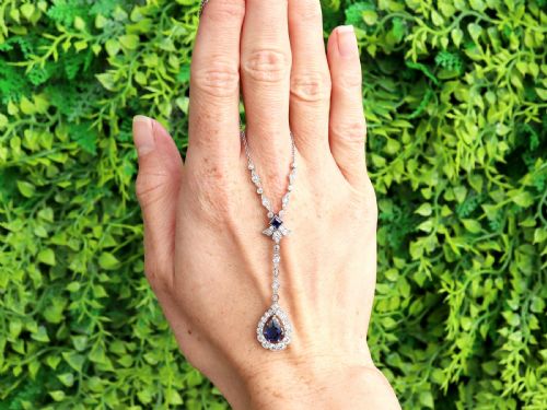 ANTIQUE 157CT BASALTIC SAPPHIRE AND 120CT DIAMOND PLATINUM PENDANT CIRCA 1915 - ADDITIONAL PHOTO 2