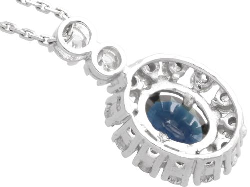 VINTAGE 148CT SAPPHIRE AND 080CT DIAMOND 14CT WHITE GOLD CLUSTER PENDANT CIRCA 1960 - ADDITIONAL PHOTO 5
