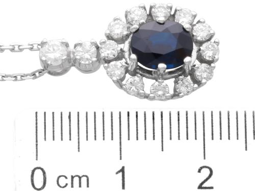 VINTAGE 148CT SAPPHIRE AND 080CT DIAMOND 14CT WHITE GOLD CLUSTER PENDANT CIRCA 1960 - ADDITIONAL PHOTO 6