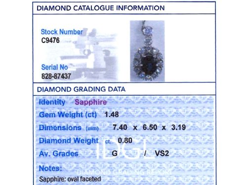 VINTAGE 148CT SAPPHIRE AND 080CT DIAMOND 14CT WHITE GOLD CLUSTER PENDANT CIRCA 1960 - ADDITIONAL PHOTO 7