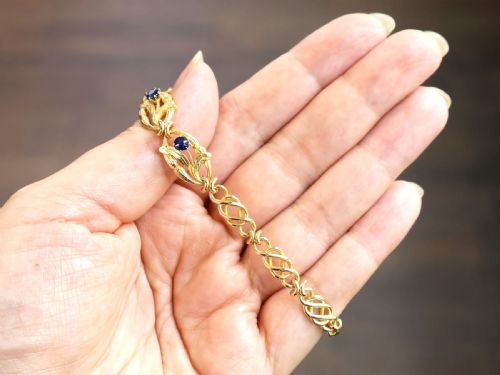 ANTIQUE 020CT BASALTIC SAPPHIRE AND 18CT YELLOW GOLD BRACELET CIRCA 1925 - ADDITIONAL PHOTO 3