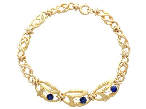 ANTIQUE 020CT BASALTIC SAPPHIRE AND 18CT YELLOW GOLD BRACELET CIRCA 1925 - ADDITIONAL PHOTO 5