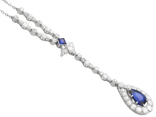 ANTIQUE 157CT BASALTIC SAPPHIRE AND 120CT DIAMOND PLATINUM PENDANT CIRCA 1915 - ADDITIONAL PHOTO 7