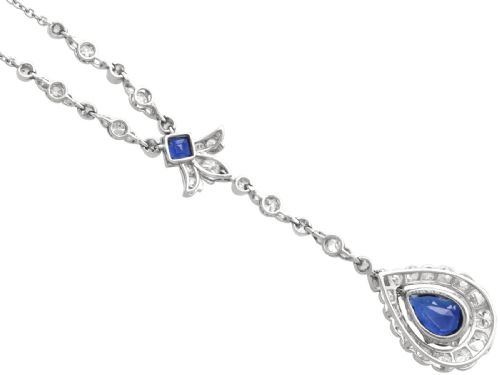 ANTIQUE 157CT BASALTIC SAPPHIRE AND 120CT DIAMOND PLATINUM PENDANT CIRCA 1915 - ADDITIONAL PHOTO 8