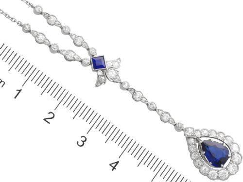 ANTIQUE 157CT BASALTIC SAPPHIRE AND 120CT DIAMOND PLATINUM PENDANT CIRCA 1915 - ADDITIONAL PHOTO 9