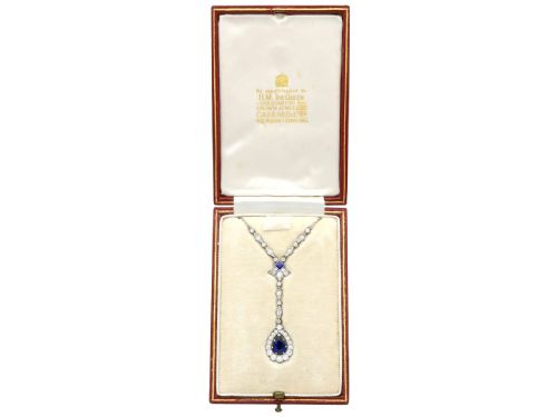 ANTIQUE 157CT BASALTIC SAPPHIRE AND 120CT DIAMOND PLATINUM PENDANT CIRCA 1915 - ADDITIONAL PHOTO 10