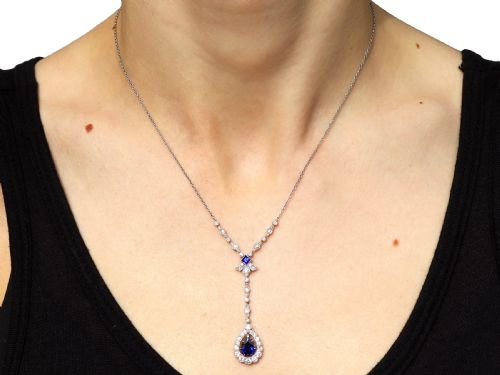 ANTIQUE 157CT BASALTIC SAPPHIRE AND 120CT DIAMOND PLATINUM PENDANT CIRCA 1915 - ADDITIONAL PHOTO 13