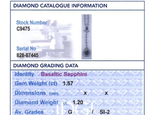 ANTIQUE 157CT BASALTIC SAPPHIRE AND 120CT DIAMOND PLATINUM PENDANT CIRCA 1915 - ADDITIONAL PHOTO 15