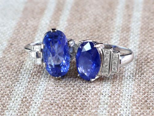 fig 4. Vintage 17.11ct Ceylon Sapphire and 0.50ct Diamond Platinum Cocktail Ring Circa 1950