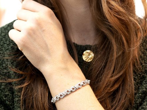 VINTAGE ART DECO 605CT DIAMOND AND PLATINUM BRACELET CIRCA 1950 - ADDITIONAL PHOTO 3