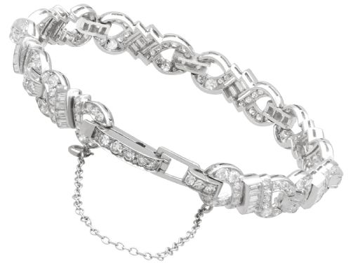VINTAGE ART DECO 605CT DIAMOND AND PLATINUM BRACELET CIRCA 1950 - ADDITIONAL PHOTO 9