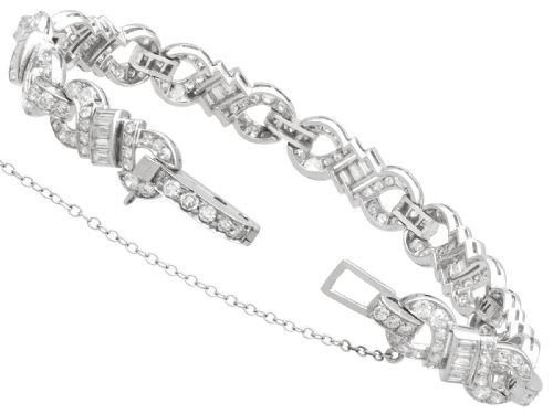 VINTAGE ART DECO 605CT DIAMOND AND PLATINUM BRACELET CIRCA 1950 - ADDITIONAL PHOTO 10
