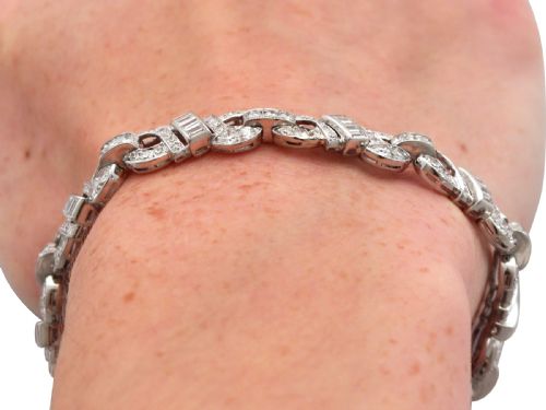 VINTAGE ART DECO 605CT DIAMOND AND PLATINUM BRACELET CIRCA 1950 - ADDITIONAL PHOTO 15