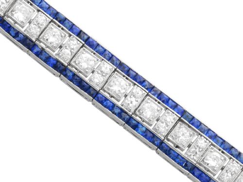 ANTIQUE 448CT SAPPHIRE AND 435CT DIAMOND PLATINUM LINE BRACELET CIRCA 1920 - ADDITIONAL PHOTO 10