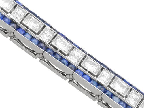 ANTIQUE 448CT SAPPHIRE AND 435CT DIAMOND PLATINUM LINE BRACELET CIRCA 1920 - ADDITIONAL PHOTO 11