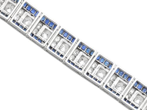 ANTIQUE 448CT SAPPHIRE AND 435CT DIAMOND PLATINUM LINE BRACELET CIRCA 1920 - ADDITIONAL PHOTO 12